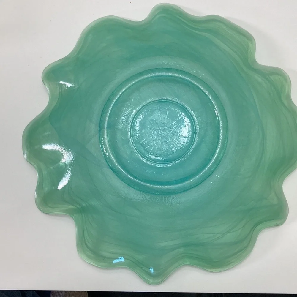 Pier 1 Teal Glass Decorative Plate - Picture 2 of 3